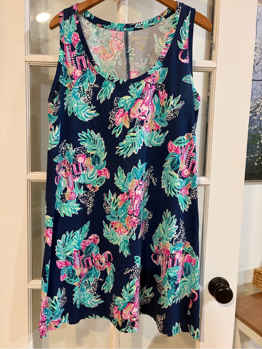 Lilly Pulitzer Women's Sleeveless Tropical Print Dress XL Beach Coastal Resort
